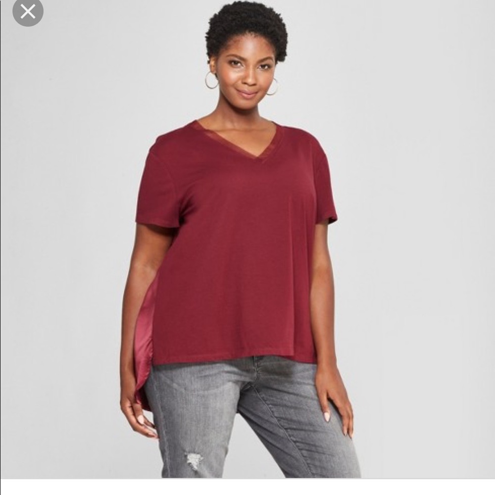 Ava and Viv maroon ruched back blouse